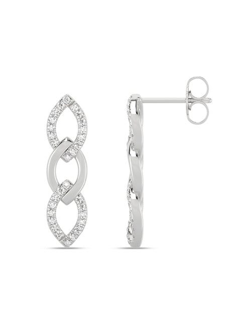 Alternating Cascading Diamond 3-Link Earrings white gold