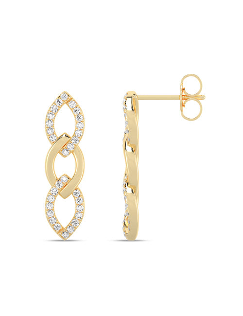Alternating Cascading Diamond 3-Link Earrings yellow gold
