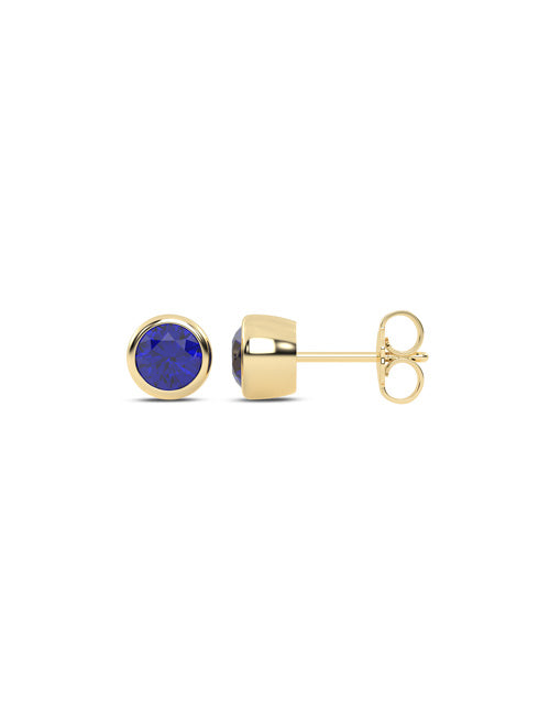 Gemstone Encompassing Round Studs yellow gold