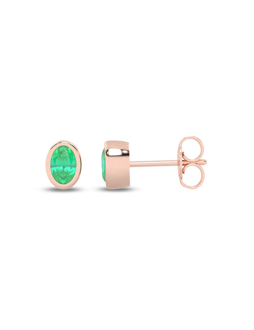 Gemstone Encompassing Ellipse Studs rose gold