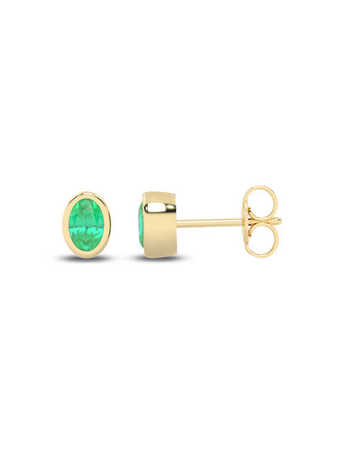 Gemstone Encompassing Ellipse Studs yellow gold