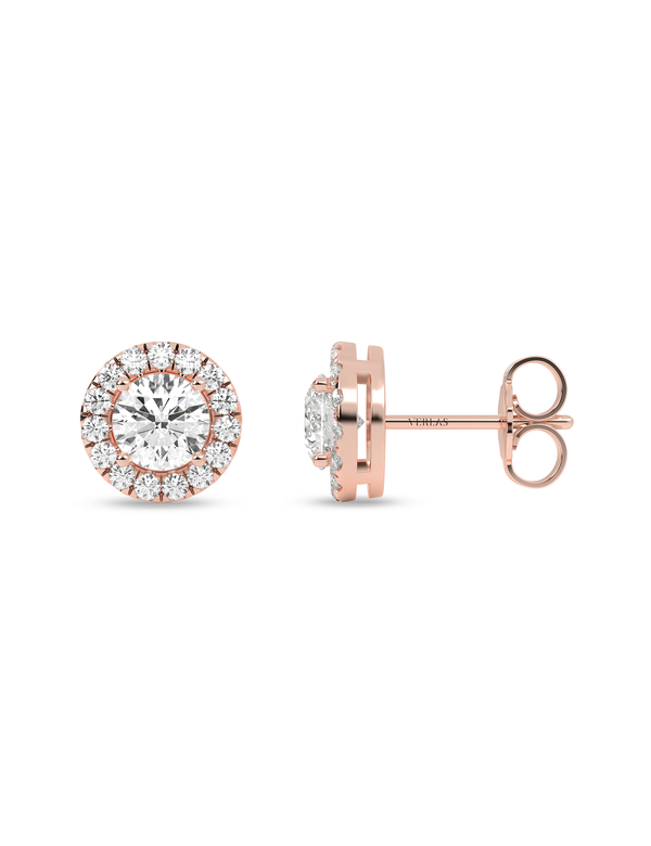 Round Halo Studs rose gold
