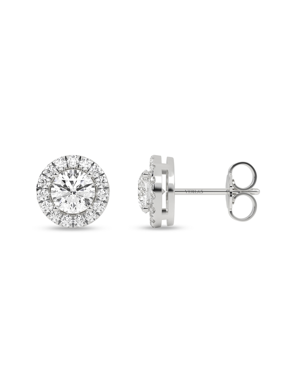Round Halo Studs white gold