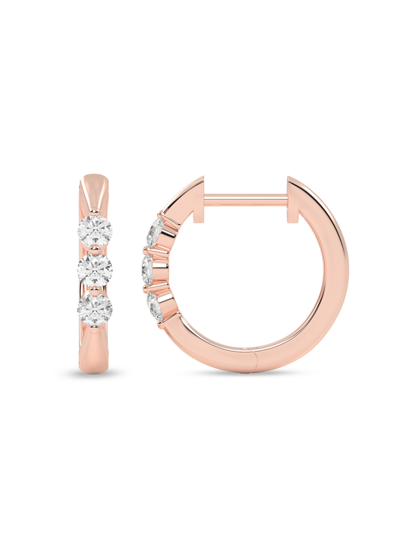 Tri-Stone Hoops rose gold
