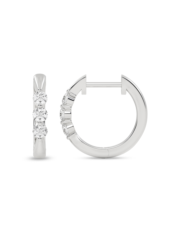 Tri-Stone Hoops white gold