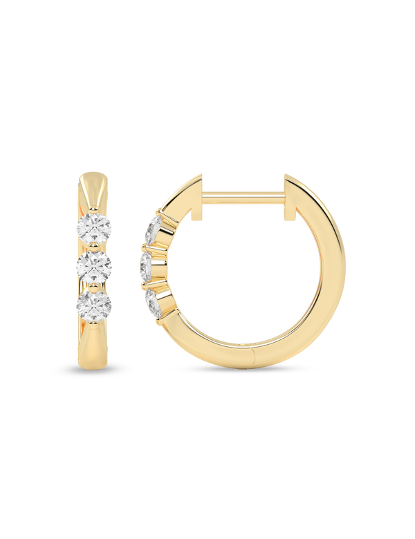 Tri-Stone Hoops yellow gold