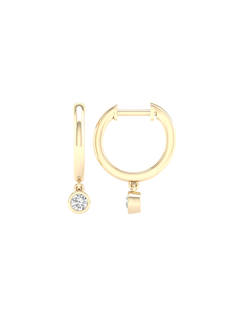 Mini-Round Encompassing Drop Hoops yellow gold