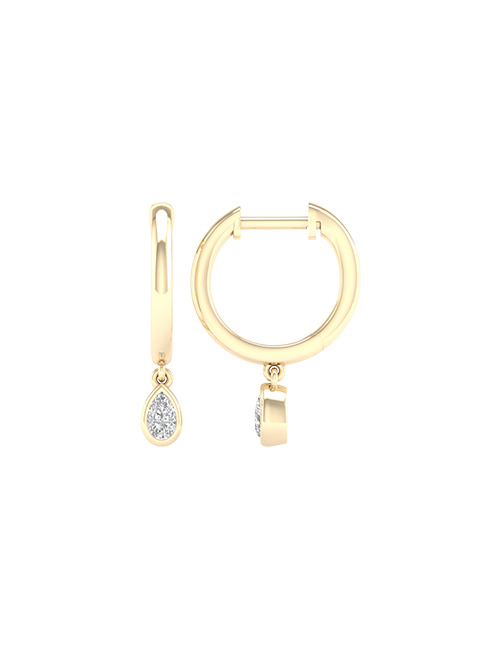 Mini-Dewdrop Encompassing Drop Hoops yellow gold