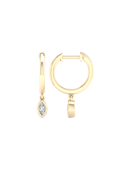 Mini-Marquise Encompassing Drop Hoops yellow gold