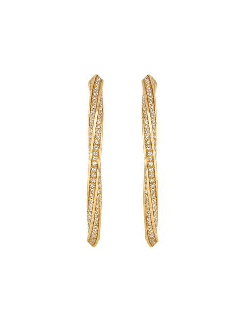 Swirl Diamond Hoops yellow gold