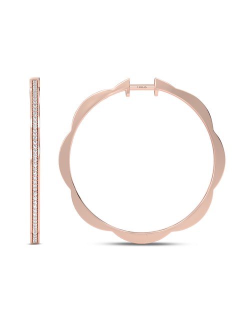 Trailing Diamond Floral Hoops rose gold