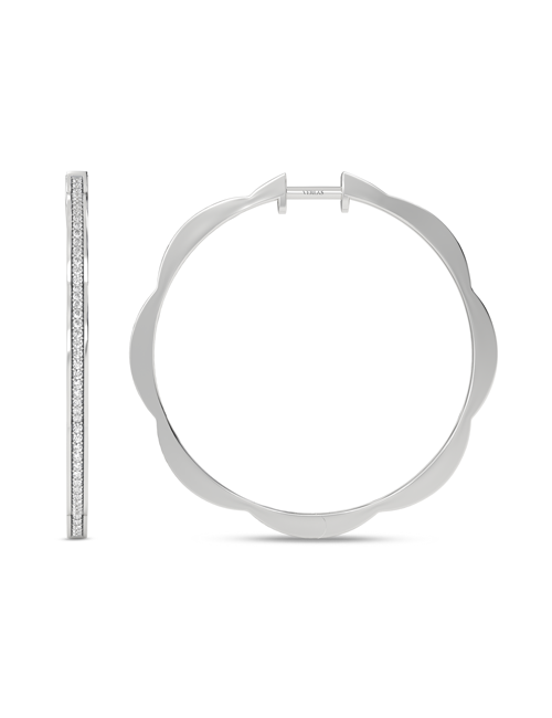 Trailing Diamond Floral Hoops white gold