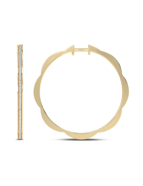 Trailing Diamond Floral Hoops yellow gold