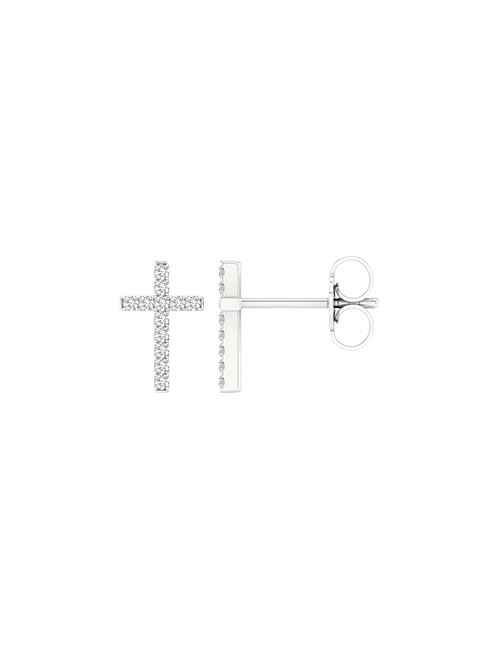 Petite Cross Studs white gold