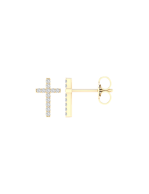 Petite Cross Studs yellow gold
