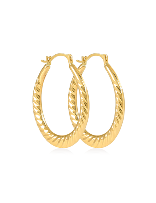 Oval Milgrain Twist Hoop Earring yellow gold