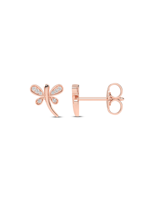 Butterfly Diamond Flutter Studs rose gold