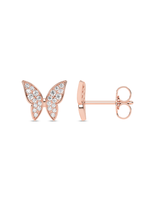 Butterfly Diamond Glitter Studs rose gold