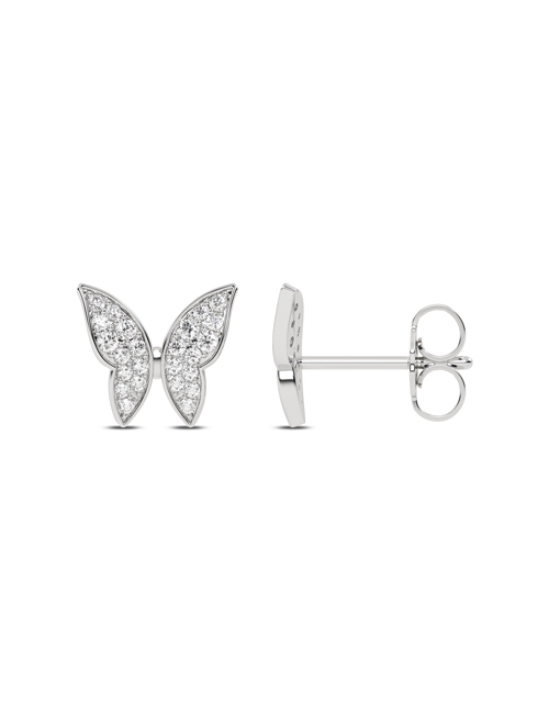 Butterfly Diamond Glitter Studs white gold