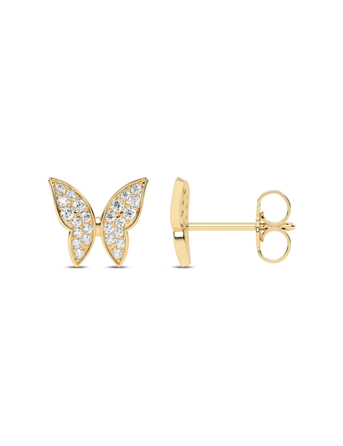Butterfly Diamond Glitter Studs yellow gold