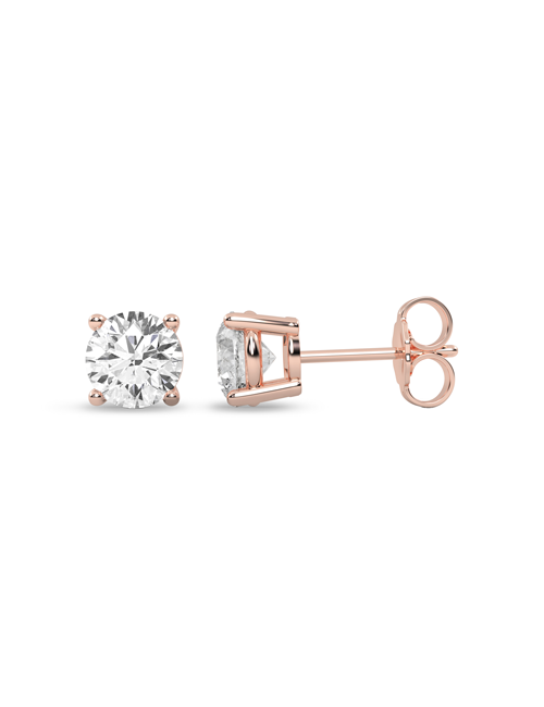 Round Solitaire Studs rose gold
