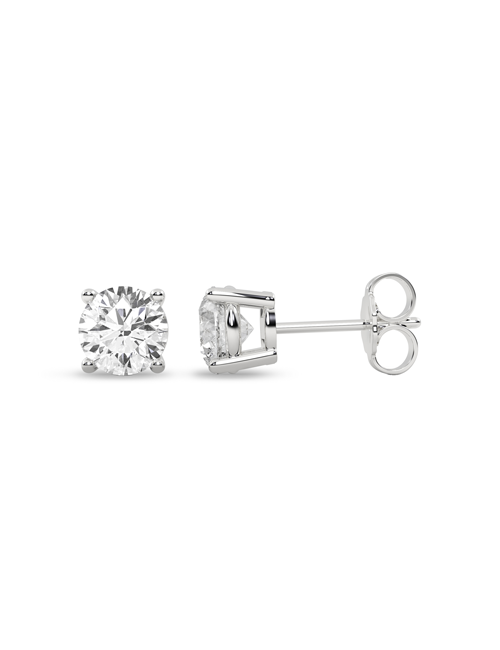 Round Solitaire Studs white gold