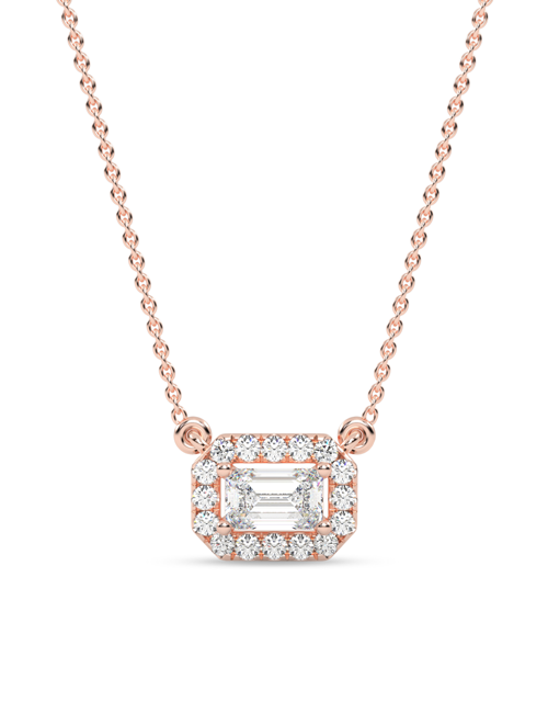 Emerald Halo Necklace rose gold