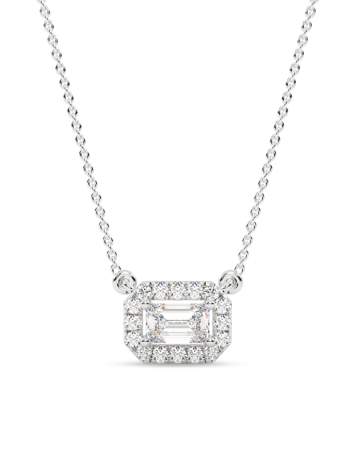 Emerald Halo Necklace white gold