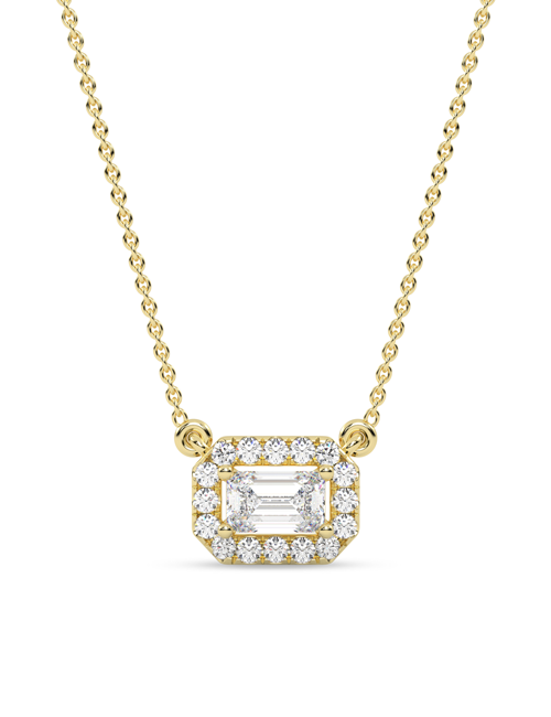 Emerald Halo Necklace yellow gold