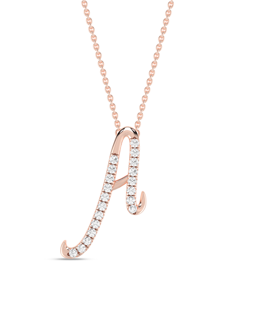 Signature Diamond Alphabet Necklace rose gold