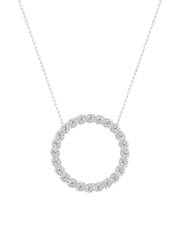 Intertwined Circular Silhouette Necklace white gold