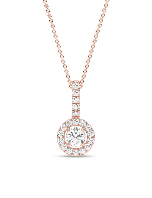 Round Halo Waterfall Necklace rose gold