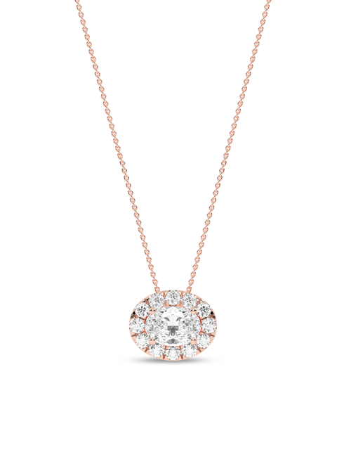 Ellipse Halo Necklace rose gold