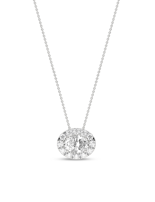 Ellipse Halo Necklace white gold