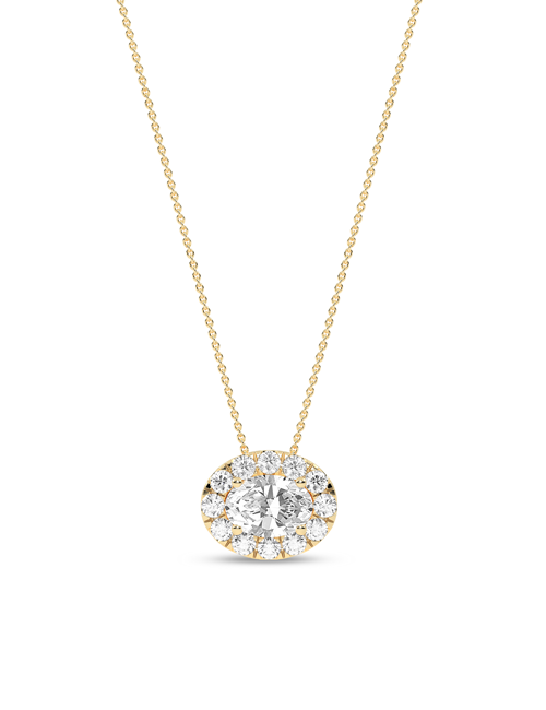 Ellipse Halo Necklace yellow gold