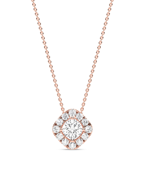 Cushion Halo Necklace rose gold