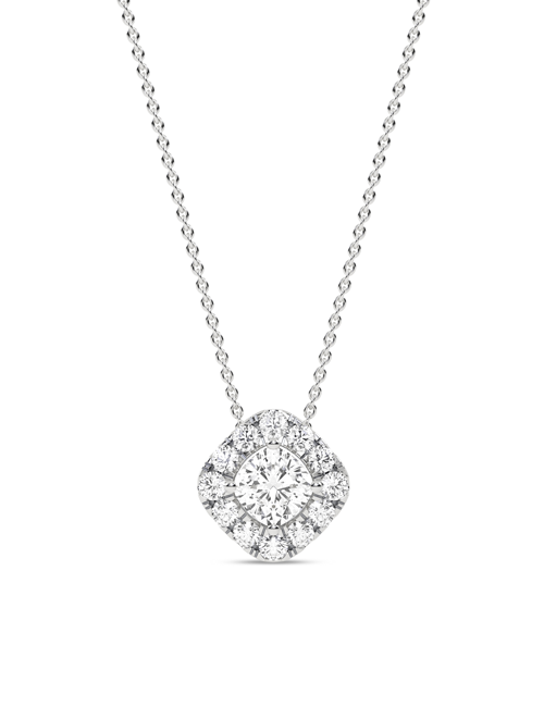 Cushion Halo Necklace white gold