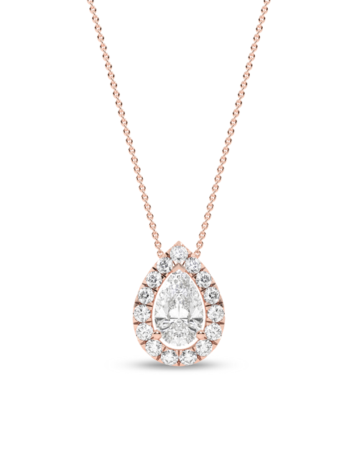Dewdrop Halo Necklace rose gold