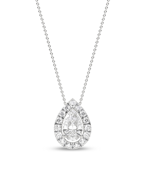 Dewdrop Halo Necklace white gold