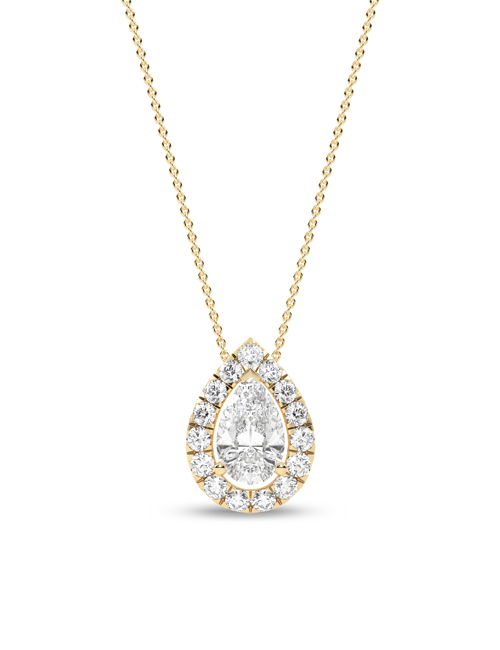 Dewdrop Halo Necklace yellow gold