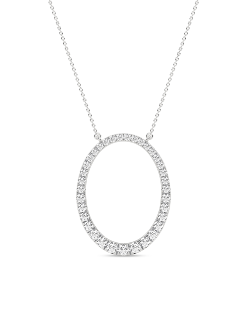 Tapering Ellipse Silhouette Necklace white gold