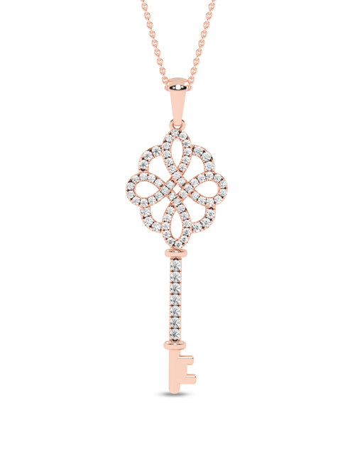 Floral Key Necklace rose gold