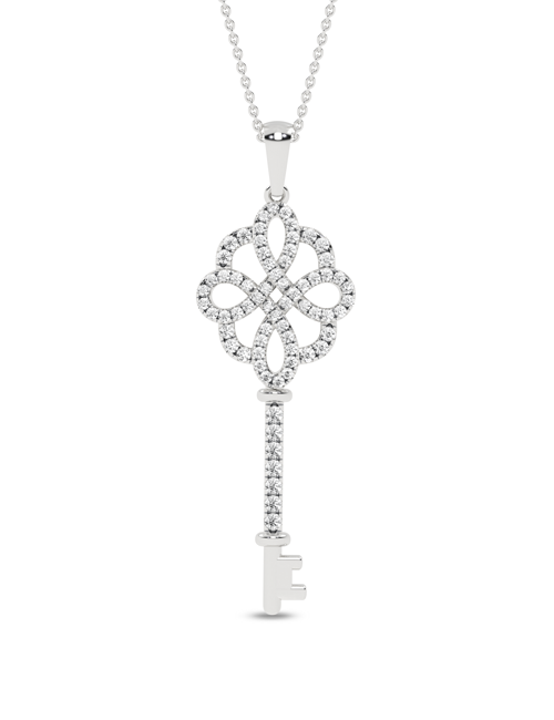 Floral Key Necklace white gold