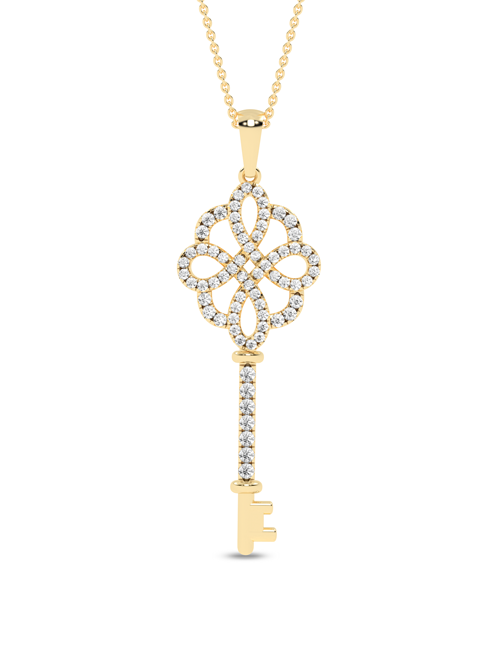 Floral Key Necklace yellow gold