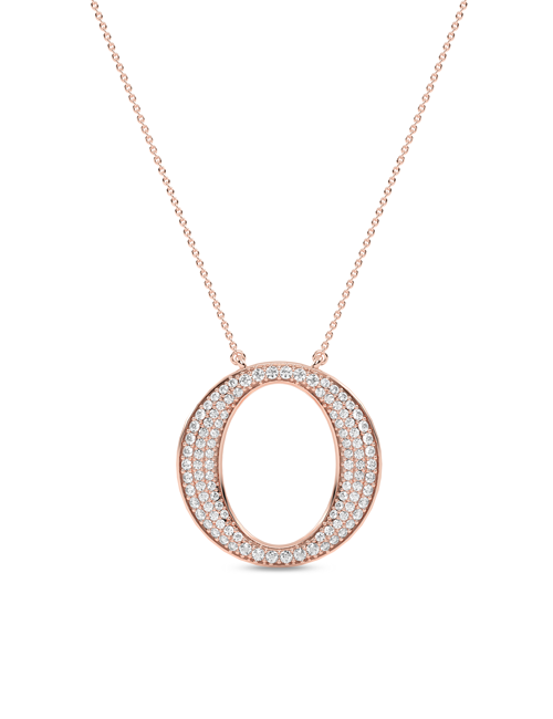 Tapering 3-Row Circular Silhouette Necklace rose gold