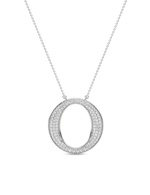 Tapering 3-Row Circular Silhouette Necklace white gold