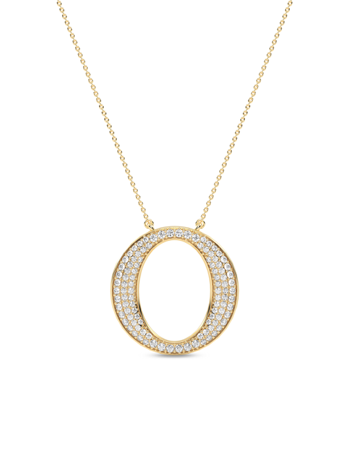 Tapering 3-Row Circular Silhouette Necklace yellow gold