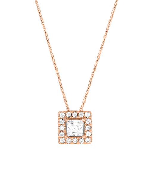 Princess Halo Peeking Necklace rose gold