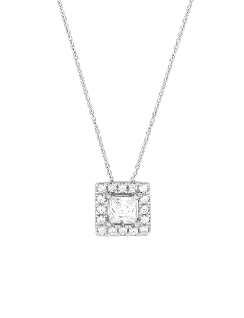 Princess Halo Peeking Necklace white gold