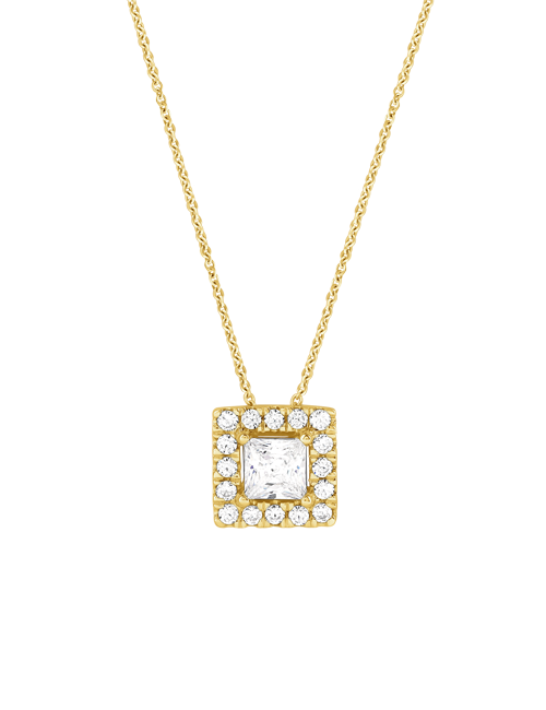 Princess Halo Peeking Necklace yellow gold
